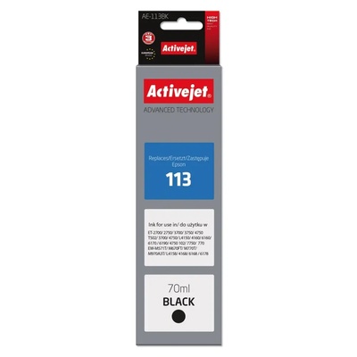 Compatible Мастило Activejet AE-113Bk (заместител за Epson 113 C13T06B140, Supreme, 70 ml, черно) (AE-113Bk)