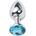 X Fun Метално дилдо Butt Plug "SILVER CRYSTAL AQUA BLUE" 8 см. Размер-М