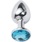 X Fun Метално дилдо Butt Plug "SILVER CRYSTAL AQUA BLUE" 8 см. Размер-М
