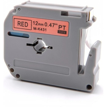 Pro Brother Brother MK-431, 12mm x 8m, черен печат / червен фон, съвместима лента (MK431)