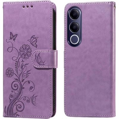 Flowery knížkové pouzdro na Vivo V70 FE 5G - fialové
