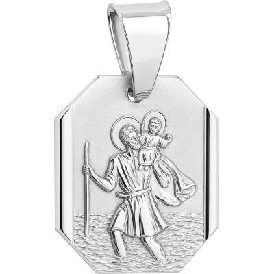 Argento Strieborný prívesok sv. Krištof osemhranná medaila 86062