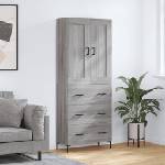 vidaXL Висок шкаф, сив сонома, 69, 5x34x180 см, инженерно дърво (3199751)