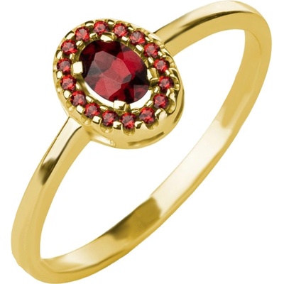 Český granát pozlacený stříbrný prsten 121120Z