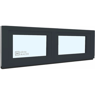 KÖMMERLING Plastové okno - 70 AD, 2100x500 mm, S/S, antracit čiré, antracit/antracit