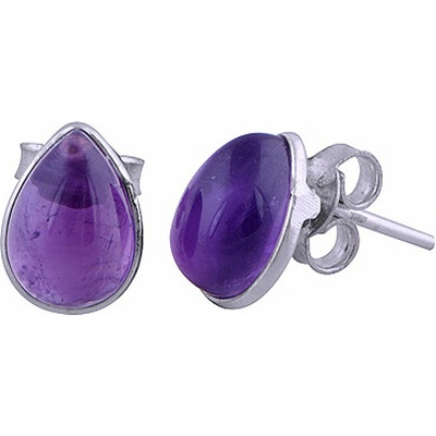 Nefertitis Stříbrné náušnice pecky s ametystem NF62821 11 mm, 1,8 g