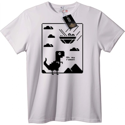 NOONEBRAND Тениска Ретро рапторен пиксел арт - 2XL, White