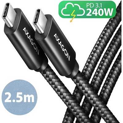 Cable USB2 C-C, M/M, 2.5m, 240W, AXAGON BUCM2-CM25AB (BUCM2-CM25AB)