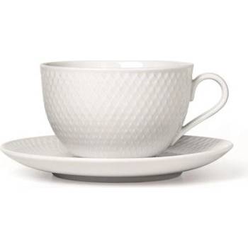 Lyngby Чаша за чай Rhombe с чинийка бяла (201202)