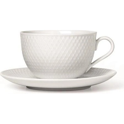 Lyngby Чаша за чай Rhombe с чинийка бяла (201202)