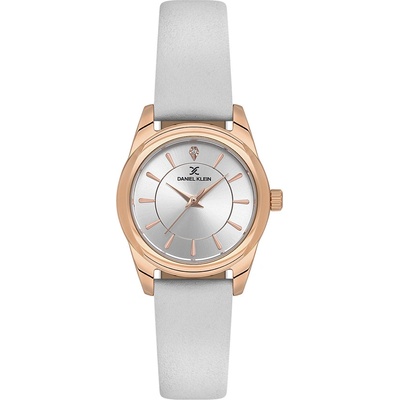 Daniel Klein DK. 1.13930-5 Дамски часовник, бял- Сив циферблат, Каишка от естествена кожа