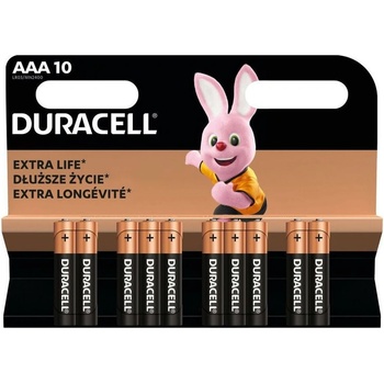 Duracell Батерии алкални Duracell Extra Life, AAA, LR03, 1.5V, 10бр. в опаковка