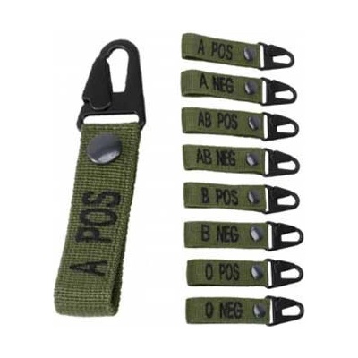 Prívesok na kľúče NONAME ID. Krevní skupiny s karabinou B NEG Zelená