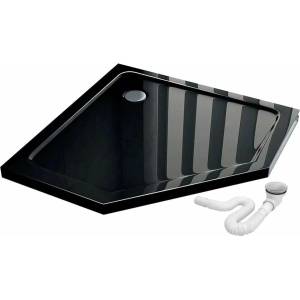 Rea Душово корито Rea Diamond 90x90 черно петоъгълно (5902557360192)