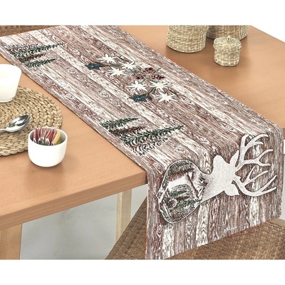 Mondo Gobelínový běhoun Jelen hnědý Chenille IT027 Hnědá 40x130 cm