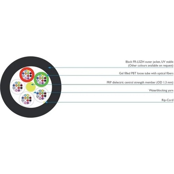 KDP Оптичен кабел с 24 влакна сингъл мод g652d - 2000 метра (k1fum02024g652dye)