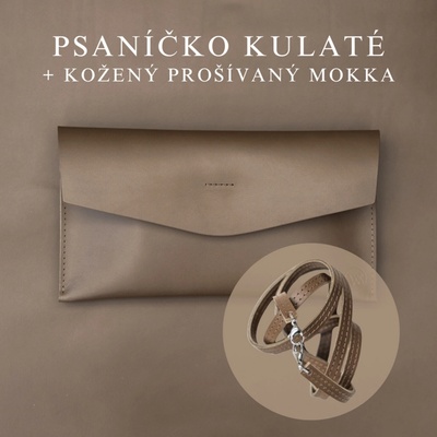 Wood Style psaníčko Kulaté Mokka kožený prošívaný Mokka