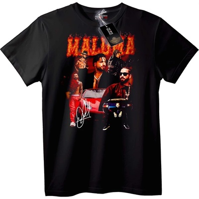 NOONEBRAND Тениска Maluma Огнено лого - 2XL, Black