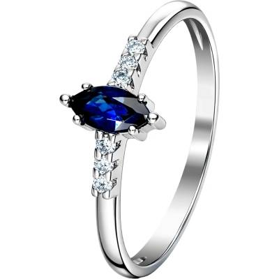 Zlaton Prsten bílé zlato safír s diamanty N22102501292
