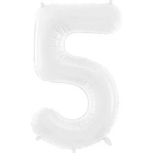 Party Deco Фолиев Балон Цифра, Бяло, 86см - 5 (fb130-5-008)