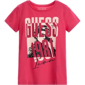 GUESS Тениска с къс ръкав в коралово за момиче Guess с камъни