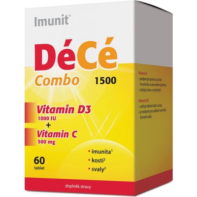 DéCé Combo 1500 Imunit tabliet Vitamín D3 1000 IU + Vitamín C 500 mg 60 ks