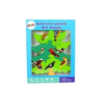 Leantoys Wooden Tree Birds DIY Wooden Puzzle Blocks