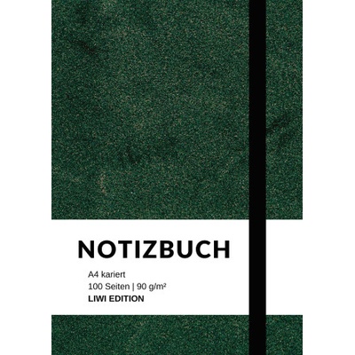Notizbuch A4 kariert - 100 Seiten Soft Cover grün - FSC Papier | Notebook A4