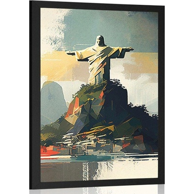 Plakát socha Ježíše v Rio de Janeiru - 20x30 silver