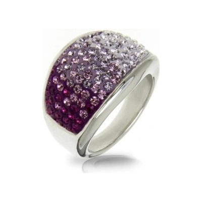 Aktual Ocelový prsten s krystaly Crystals from Swarovski AMETHYST LV1020 AM