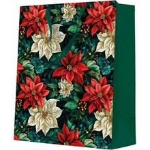 Darčeková taška veľká - Poinsettia on black 26,5 x 13 x 33,5 cm