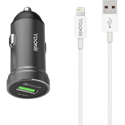 YOOKIE Зарядно за кола Yookie PC2, Quick Charge 3.0, With Lightning Cable, Different colors - 40138 (DE-40138)