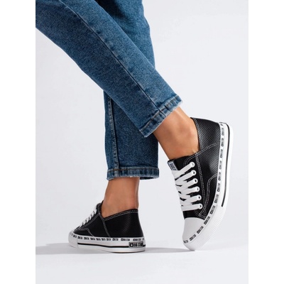 Big Star Shoes Zajímavé dámské tenisky bez podpatku černé