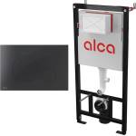 Alcadrain Комплект тоалетно казанче с вградена рамка Alca AM101/1120 и матово черен бутон за активиране TURN-BLACK (AM101/1120+TURN-BLACK)