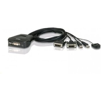 Aten CS-22D 2-port DVI KVM USB mini, integrované kabely