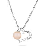 Swan Сребърно колие сърце със сладководна розова перла IP0721P Swan