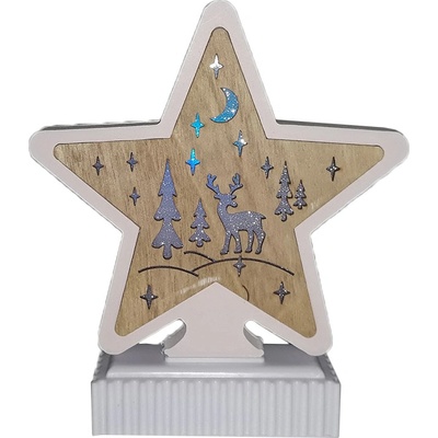 Drevená hviezda svietiaca 19cm