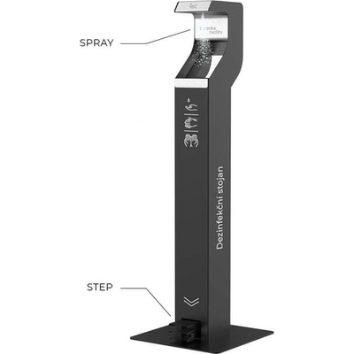 Borovka Facility Dizajnový dezinfekčný stojan čierny bezdotykový čierna