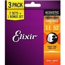 Elixir Nanoweb Phosphor Bronze Custom Light 3-Pack