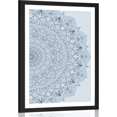 Plakát s paspartou detailní Mandala v modré barvě - 40x60 no frame