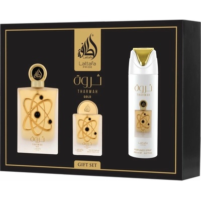 Lattafa Pride Tharwah Gold EDP 100 ml + Lattafa Pride Tharwah Gold EDP 20 ml + deodorant s parfemací 200 ml