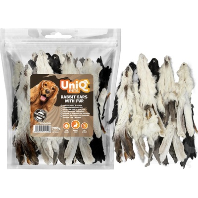 UNIQ Pets Králičí uši sušené se srstí 300 g