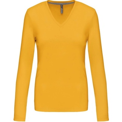 Kariban v-neck k382 / Дамска тениска с дълъг ръкав - жълта l (20k38220003)