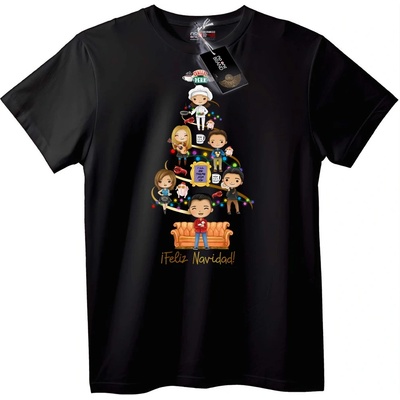 Тениска Friends Коледно Дърво - 6XL, Black
