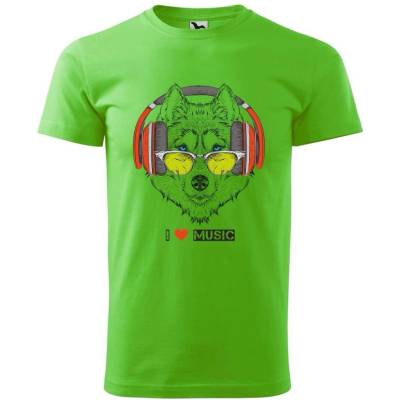 Dobrý Triko pánské tričko I love music Apple green