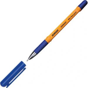 Stanger Химикалка Stanger Softgrip M, 0.7 mm дебелина на писане, син цвят на писане, оранжева, 10 бр