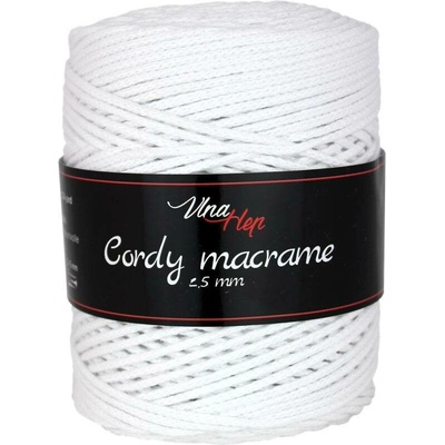 Vlna - Hep Cordy macrame 2,5 mm 8002 bílá