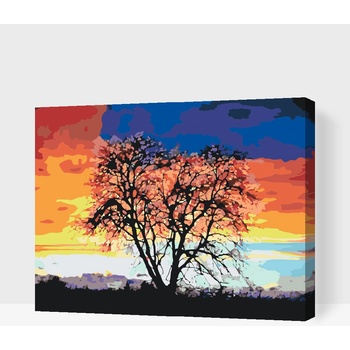 Vymalujsisam Maľovanie podľa čísiel Strom a farebný západ slnka