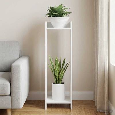 vidaXL Стойка за растения Бяло 30 x 30 x 100 см Инженерна дървесина (899562)