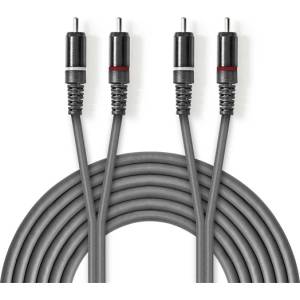Nedis COTH24200GY50 Стерео аудиокабел, 2x RCA щепсел, 2x RCA щепсел, никелиран, 5 м, гъвкав (COTH24200GY50)